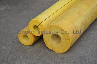 High Temp Glass Wool Pipe Insulation , Yellow Glasswool Pipe Cover