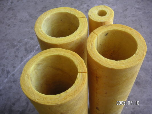 High Temp Glass Wool Pipe Insulation , Yellow Glasswool Pipe Cover